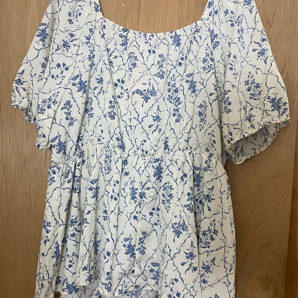 BloomChic Blue and White Floral Blouse